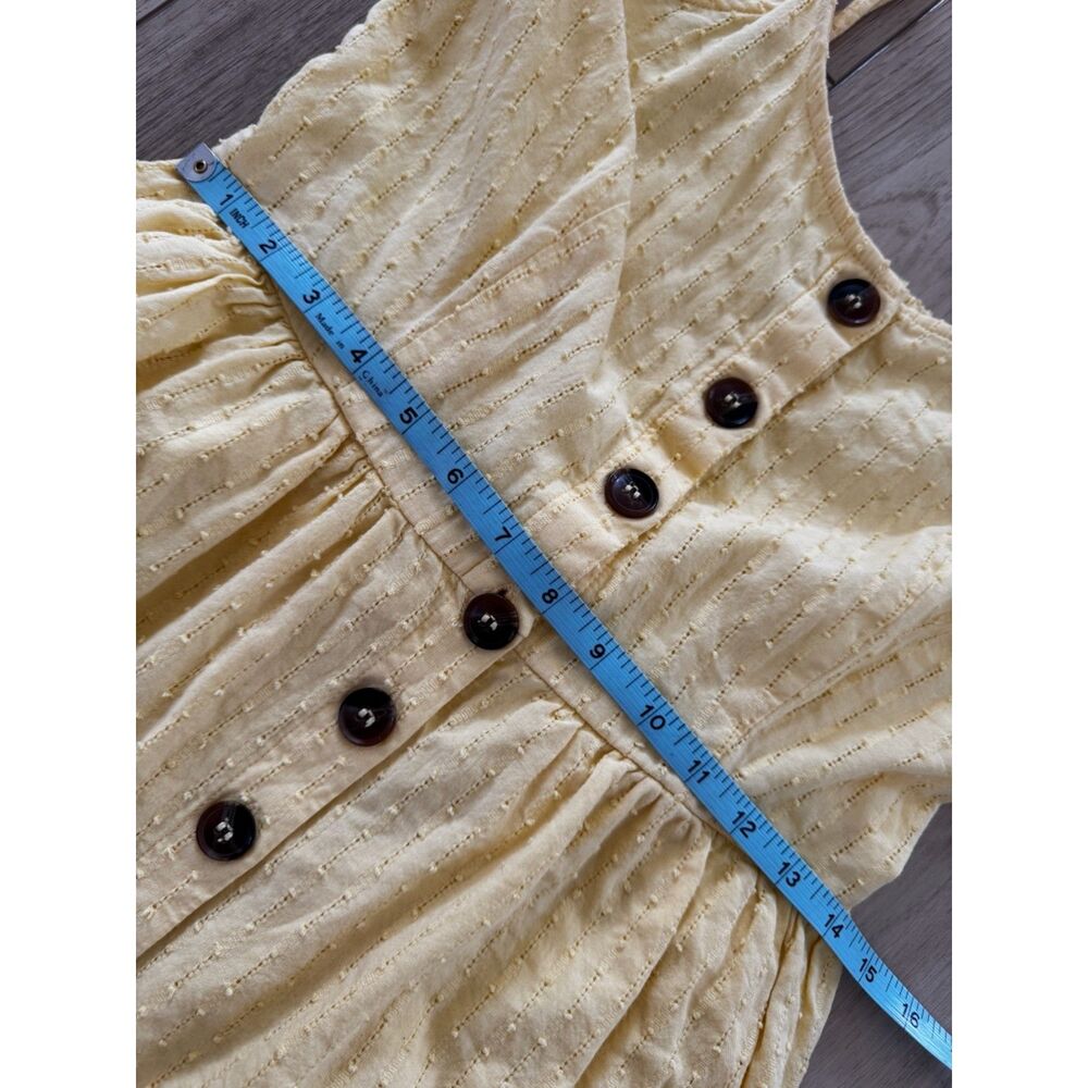 Japna Butter Yellow Eyelet Ruffle Hem Sun Dress Smocked Back Boho Summer M - Picture 13 of 15